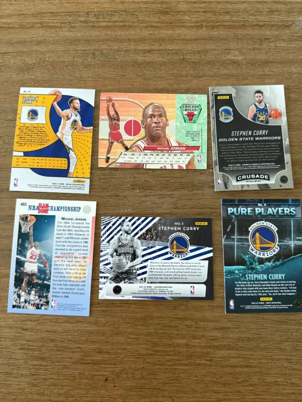 Michael Jordan & Stephen Curry Basketball Card Lot (6 Cards) – Panini, Upper Dec
